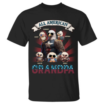 All American Grandpa T Shirt Personalized Family Grandfather Gift