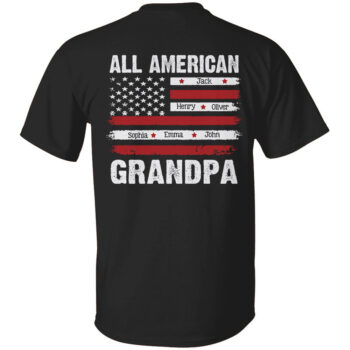 All American Grandpa T Shirt Personalized Family Names Gift Tee