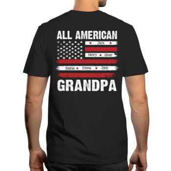 All American Grandpa T Shirt Personalized Family Names Gift Tee