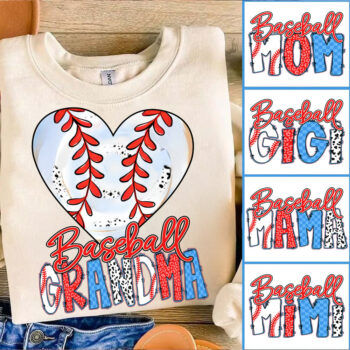 Baseball Grandma Heart Shirt Vintage Style Soft Comfortable Tee