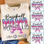 Baseball Mama Shirt Personalized Baseball Mom Gift for Women Adults