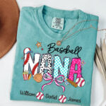 Baseball Nana Shirt Personalized Gift for Grandma with Kids Names Tee