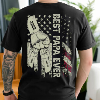 Best Papa Ever Personalized Fathers Day Gift T Shirt for Dad