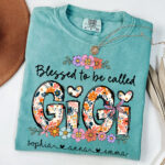 Blessed To Be Called Gigi Floral Pattern Family T Shirt Gift