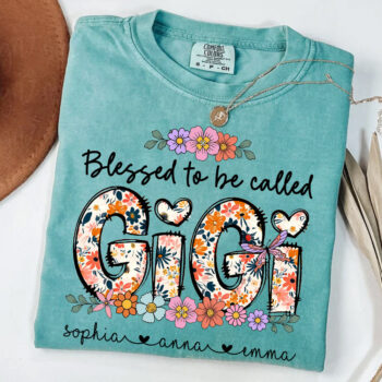 Blessed To Be Called Gigi Floral Pattern Family T Shirt Gift