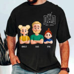 Custom Girl Dad T Shirt Personalized Family Cartoon Name Tee Shirt