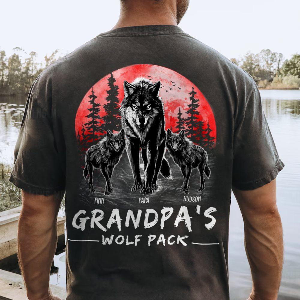 Grandpas Wolf Pack Family TShirt Custom Personalized Gift Tee Grandpas Wolf Pack Family TShirt Custom Personalized Gift Tee