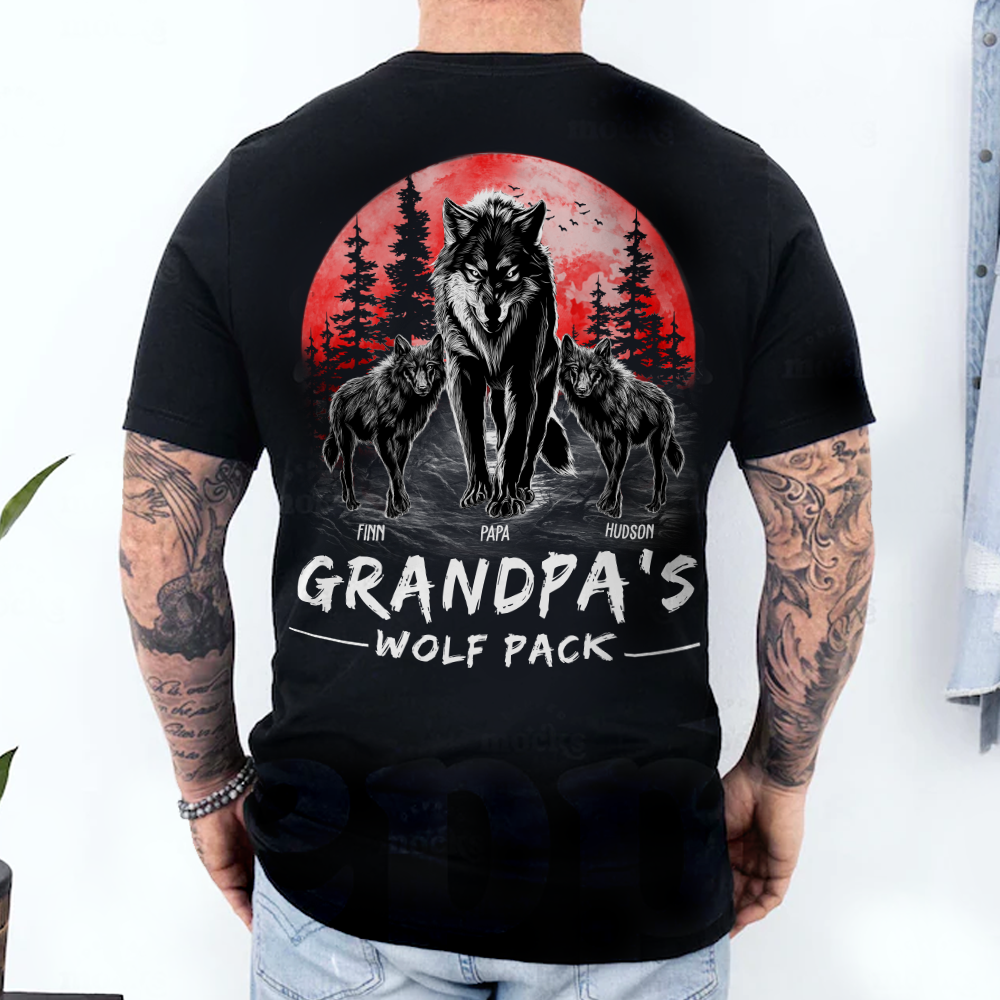 Grandpas Wolf Pack Family TShirt Custom Personalized Gift Tee Grandpas Wolf Pack Family TShirt Custom Personalized Gift Tee