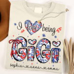 I Love Being Gigi Floral Pattern Comfortable Gift Shirt for Women