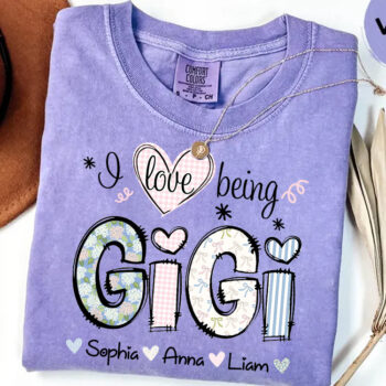 I Love Being Gigi Shirt Personalized Grandmother Tee With Names