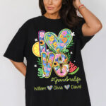 Love Grandma Life Personalized Floral T Shirt for Women