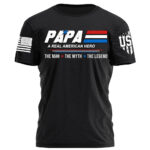 Papa The Man The Myth The Legend American Hero Mens T Shirt