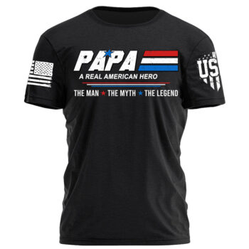 Papa The Man The Myth The Legend American Hero Mens T Shirt