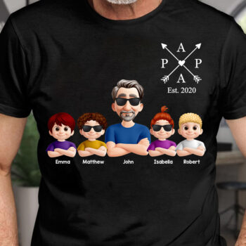 Personalized Family Cartoon Character T Shirt Custom Names and Year