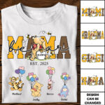Personalized Mama Shirt with Cute Cartoon Bears and Balloons Design
