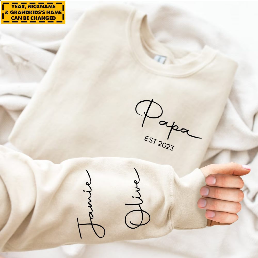 Personalized Papa Sweatshirt with Custom Name and Established Year Personalized Papa Sweatshirt with Custom Name and Established Year