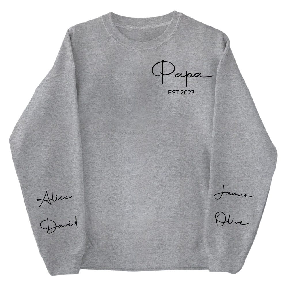 Personalized Papa Sweatshirt with Custom Name and Established Year Personalized Papa Sweatshirt with Custom Name and Established Year